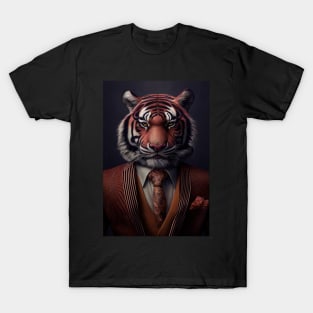 Adorable Tiger Wearing a Suit: Cute Wildlife Animals T-Shirt